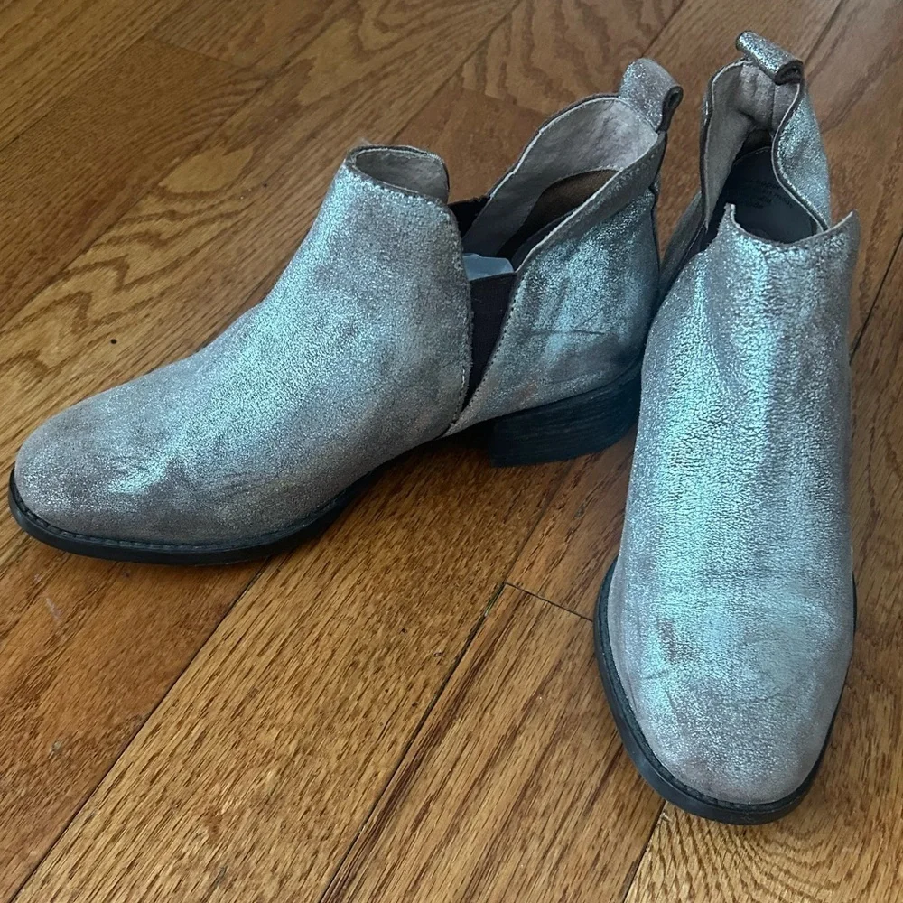 Seychelles On Stage Ankle Boots 6.5 Pewter Distressed Suede Leather Western